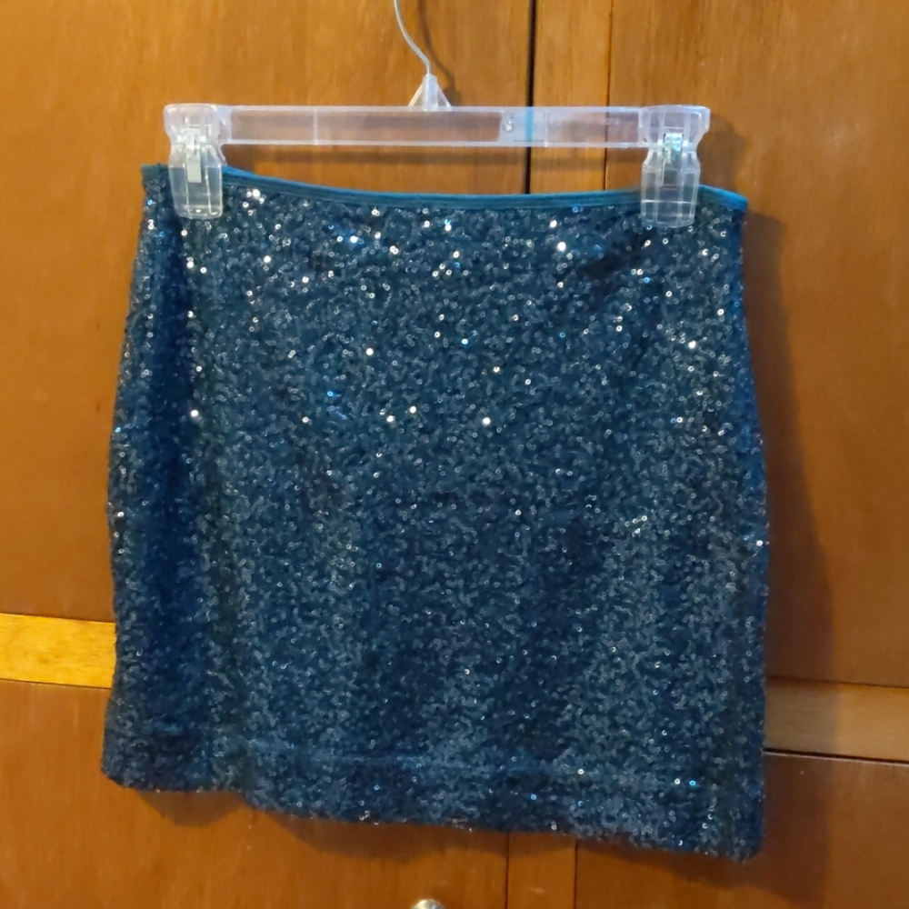 Sparkly and festive blue mini skirt